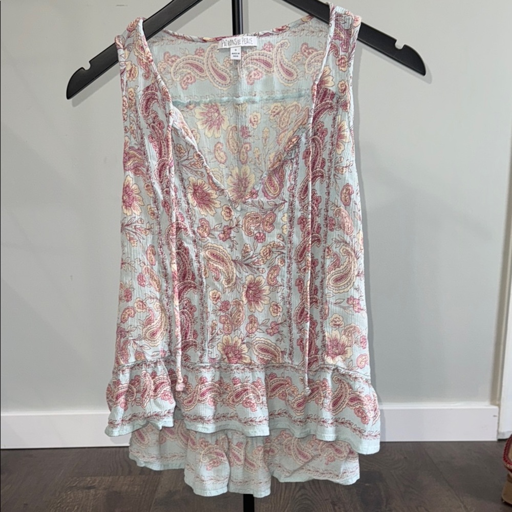 Patrons of Peace Pink Asymmetrical Tank Top